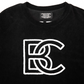 BC BRICKELL CLOTHING FUZZY TERRY SWEATER CHENILE BLACK/WHITE LOGO