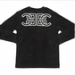 BC BRICKELL CLOTHING FUZZY TERRY SWEATER CHENILE BLACK/WHITE LOGO