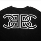 BC BRICKELL CLOTHING FUZZY TERRY SWEATER CHENILE BLACK/WHITE LOGO