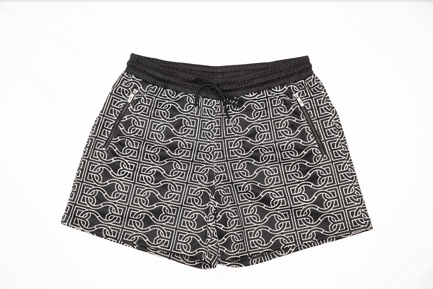 BCBC MESH MONOGRAM SHORTS BLACK/WHITE