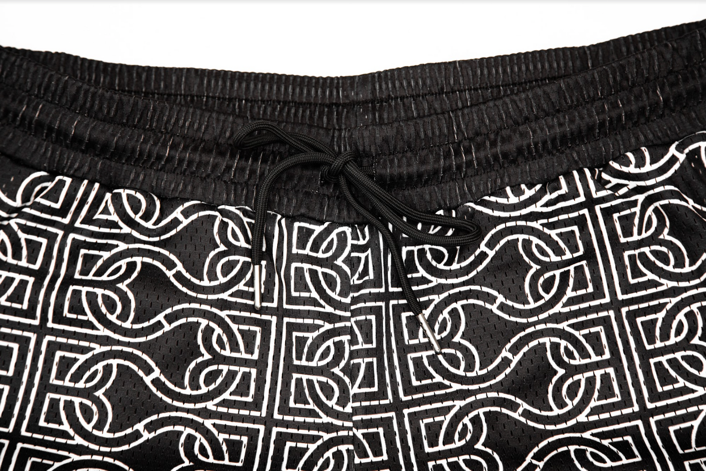 BCBC MESH MONOGRAM SHORTS BLACK/WHITE