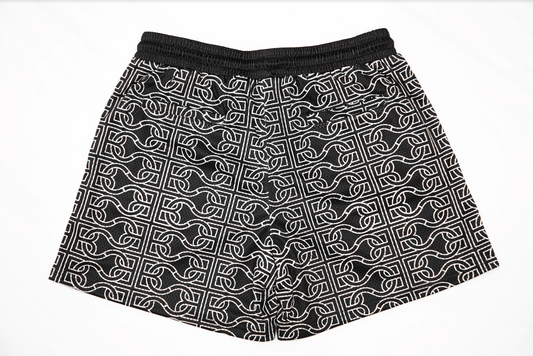 BCBC MESH MONOGRAM SHORTS BLACK/WHITE