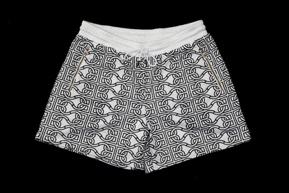 BCBC MESH MONOGRAM SHORTS WHITE/BLACK