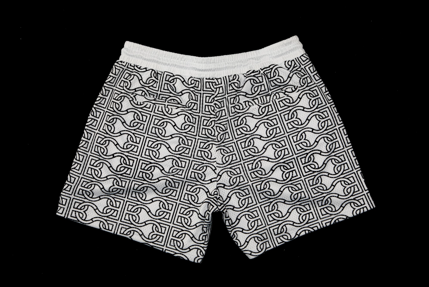 BCBC MESH MONOGRAM SHORTS WHITE/BLACK