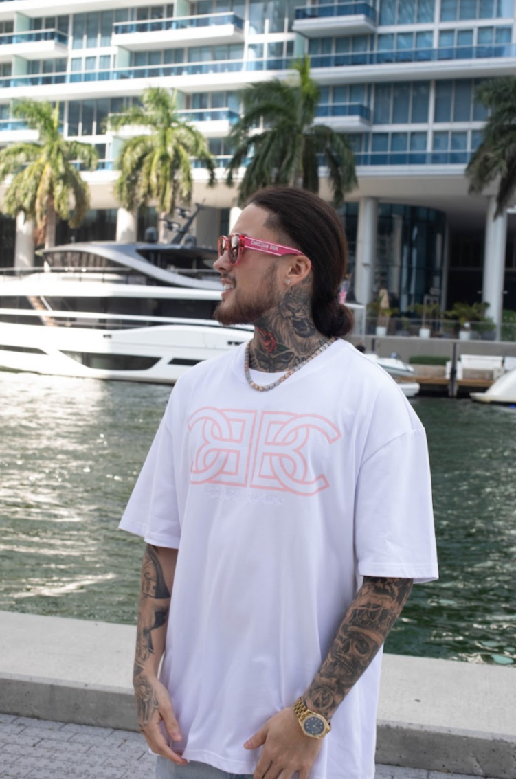 BCBC HEAVY TEE WHITE/PINK W/ PINK RUBBER PATCH